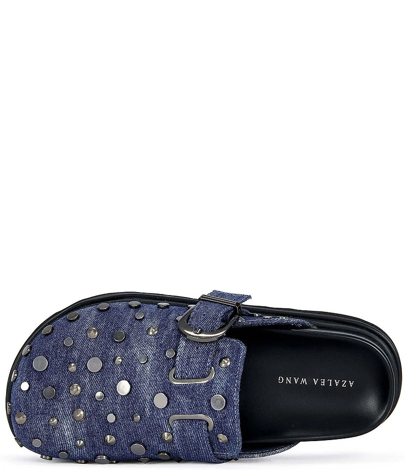 Azalea Wang Billie Denim Studded Platform Mules