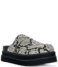 Azalea Wang Billie Snake Embossed Studded Platform Mules