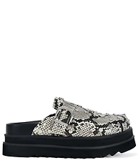 Azalea Wang Billie Snake Embossed Studded Platform Mules