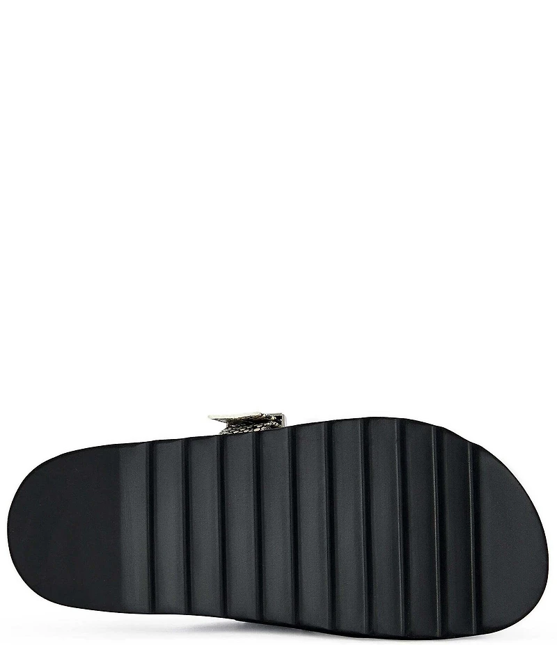 Azalea Wang Billie Snake Embossed Studded Platform Mules