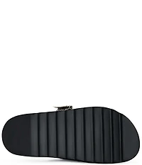 Azalea Wang Billie Snake Embossed Studded Platform Mules