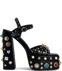 Azalea Wang Birch Gemstone Embellished Platform Dress Sandals
