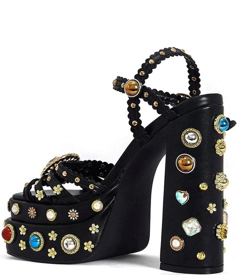 Azalea Wang Birch Gemstone Embellished Platform Dress Sandals