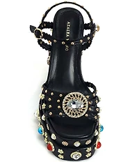 Azalea Wang Birch Gemstone Embellished Platform Dress Sandals