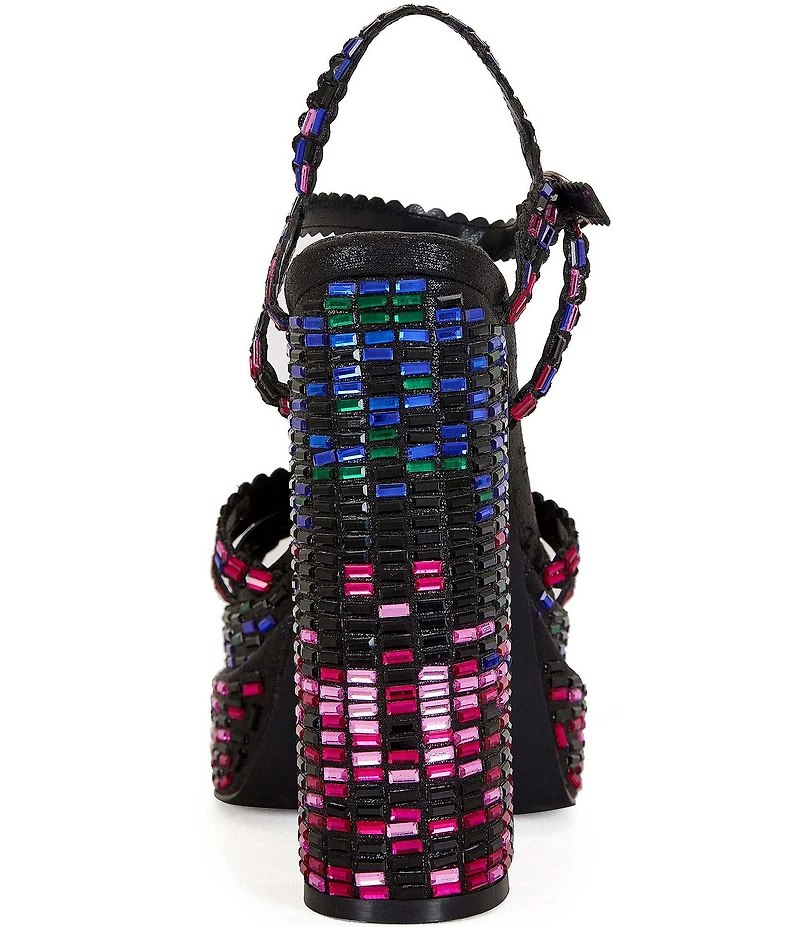 Azalea Wang Birch Rhinestone Embellished Platform Block Heel Sandals