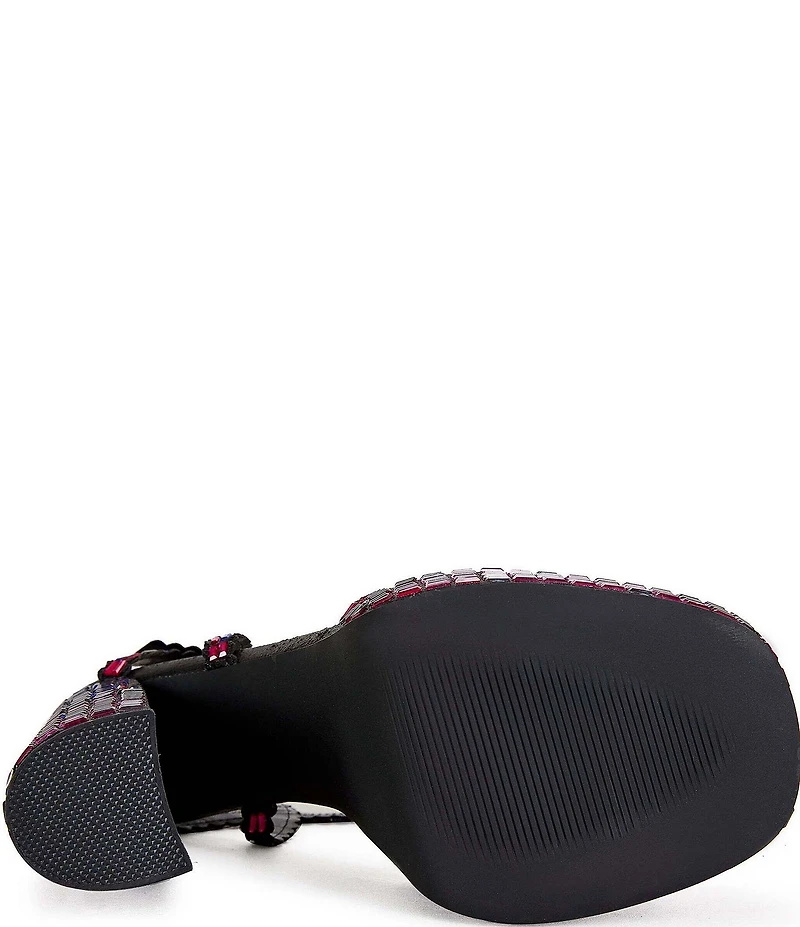 Azalea Wang Birch Rhinestone Embellished Platform Block Heel Sandals