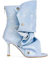 Azalea Wang Birdsong Ruched Snap Hardware Peep Toe Distressed Booties