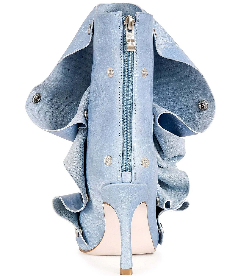 Azalea Wang Birdsong Ruched Snap Hardware Peep Toe Distressed Booties
