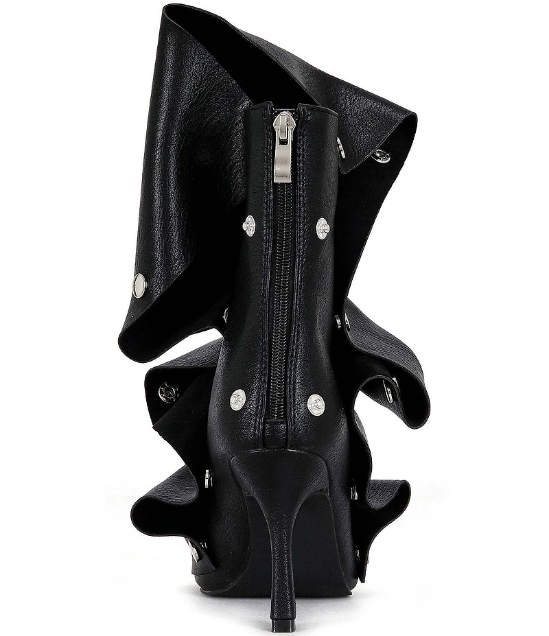 Azalea Wang Birdsong Ruched Snap Hardware Peep Toe Booties