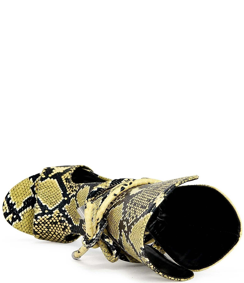 Azalea Wang Bocker Snake Print Ankle Tie Gladiator Stiletto Sandals