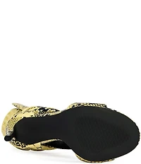 Azalea Wang Bocker Snake Print Ankle Tie Gladiator Stiletto Sandals