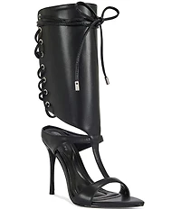 Azalea Wang Bohdi Lace Up Shaft Pointed Toe Sandals