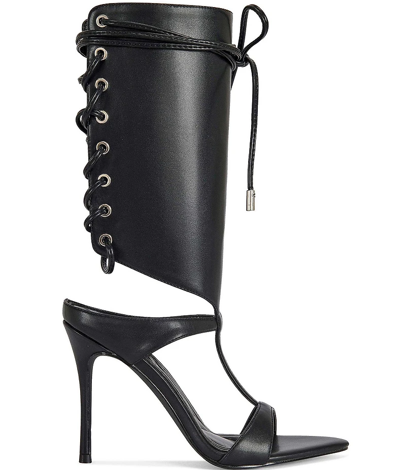 Azalea Wang Bohdi Lace Up Shaft Pointed Toe Sandals