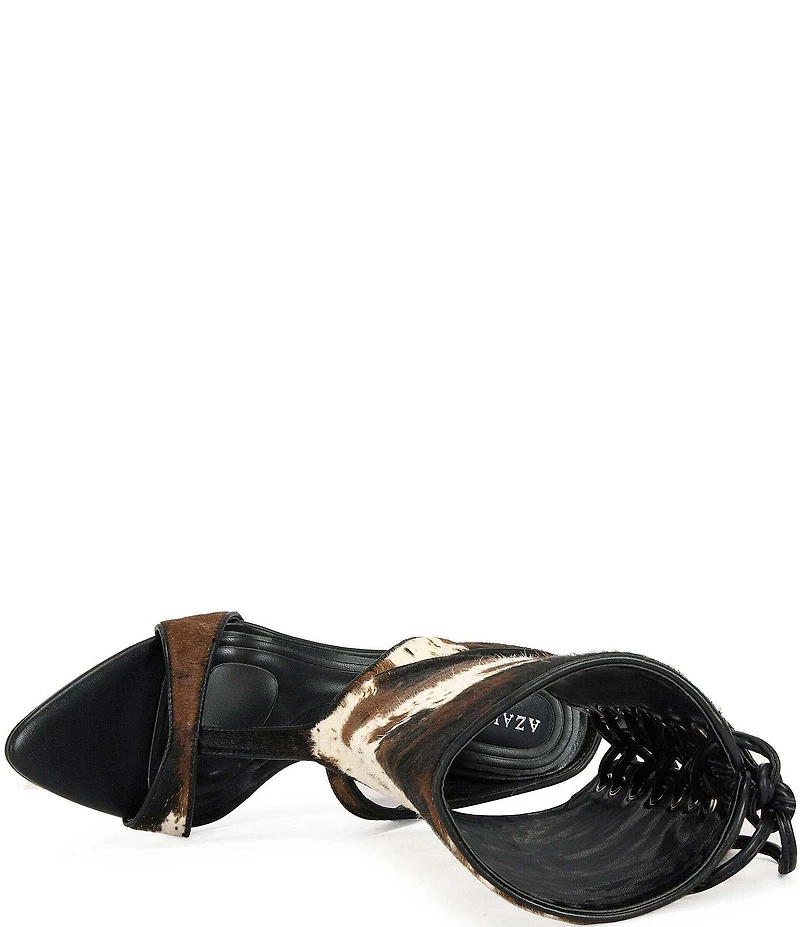 Azalea Wang Boudier Cow Print Laced Shaft Dress Sandals
