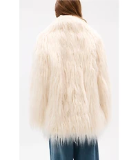 Azalea Wang Breckenridge Solid Faux Fur Notch Lapel Heavyweight Open Front Jacket