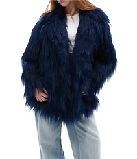 Azalea Wang Breckenridge Solid Faux Fur Notch Lapel Heavyweight Open Front Jacket