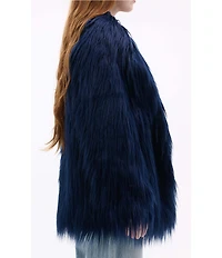 Azalea Wang Breckenridge Solid Faux Fur Notch Lapel Heavyweight Open Front Jacket