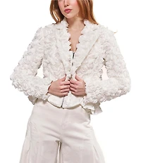 Azalea Wang Briar 3D Rose White Lapel Neck Long Sleeves Open Front Blazer
