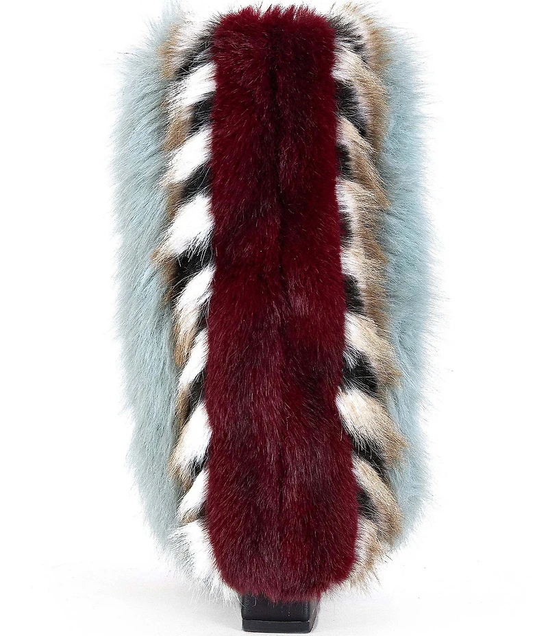 Azalea Wang Briash Faux Fur Pointed Toe Wedge Mid Calf Boots