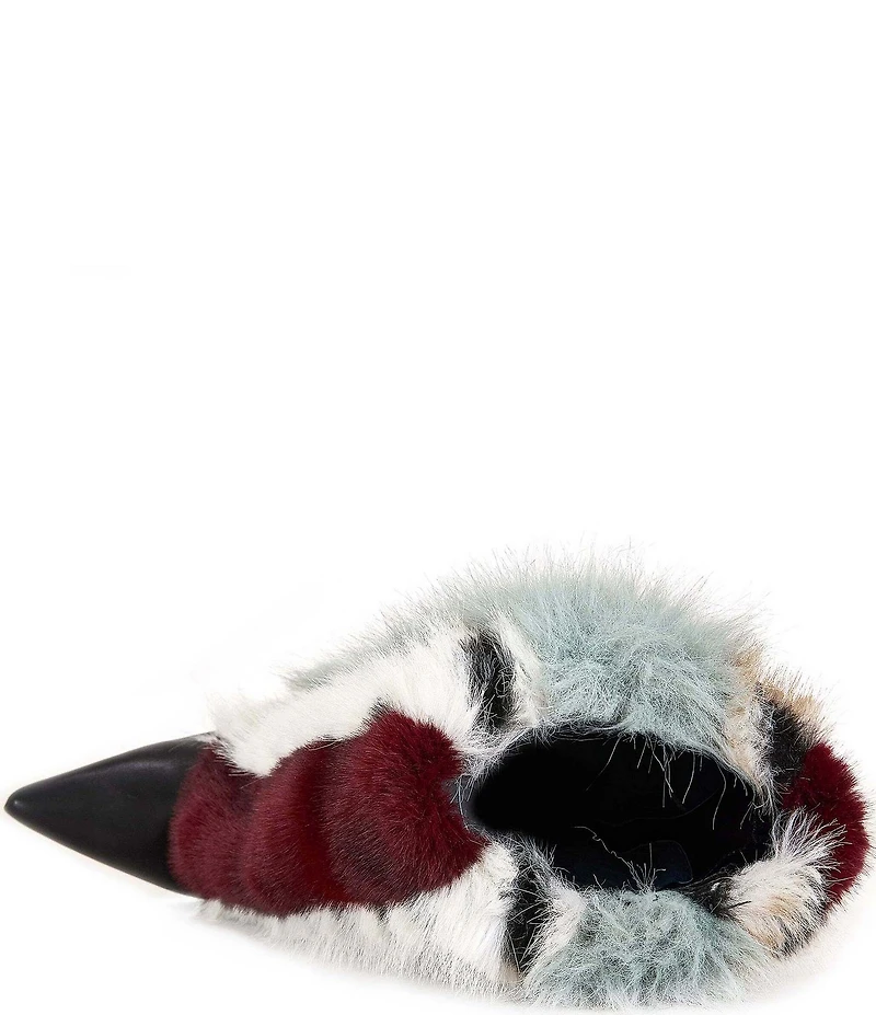 Azalea Wang Briash Faux Fur Pointed Toe Wedge Mid Calf Boots