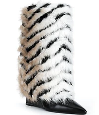 Azalea Wang Briash Striped Faux Fur Boots