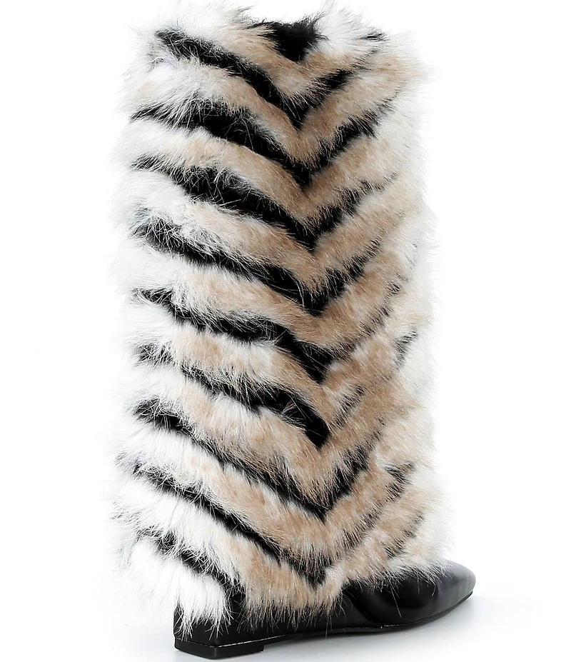 Azalea Wang Briash Striped Faux Fur Boots