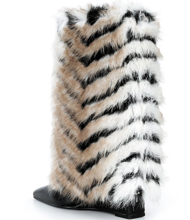 Azalea Wang Briash Striped Faux Fur Boots