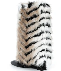 Azalea Wang Briash Striped Faux Fur Boots