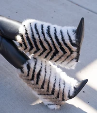 Azalea Wang Briash Striped Faux Fur Boots