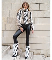 Azalea Wang Briash Striped Faux Fur Boots