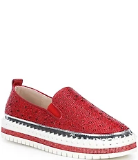 Azalea Wang Brittany Rhinestone Platform Slip On Sneakers