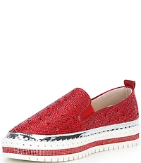 Azalea Wang Brittany Rhinestone Platform Slip On Sneakers
