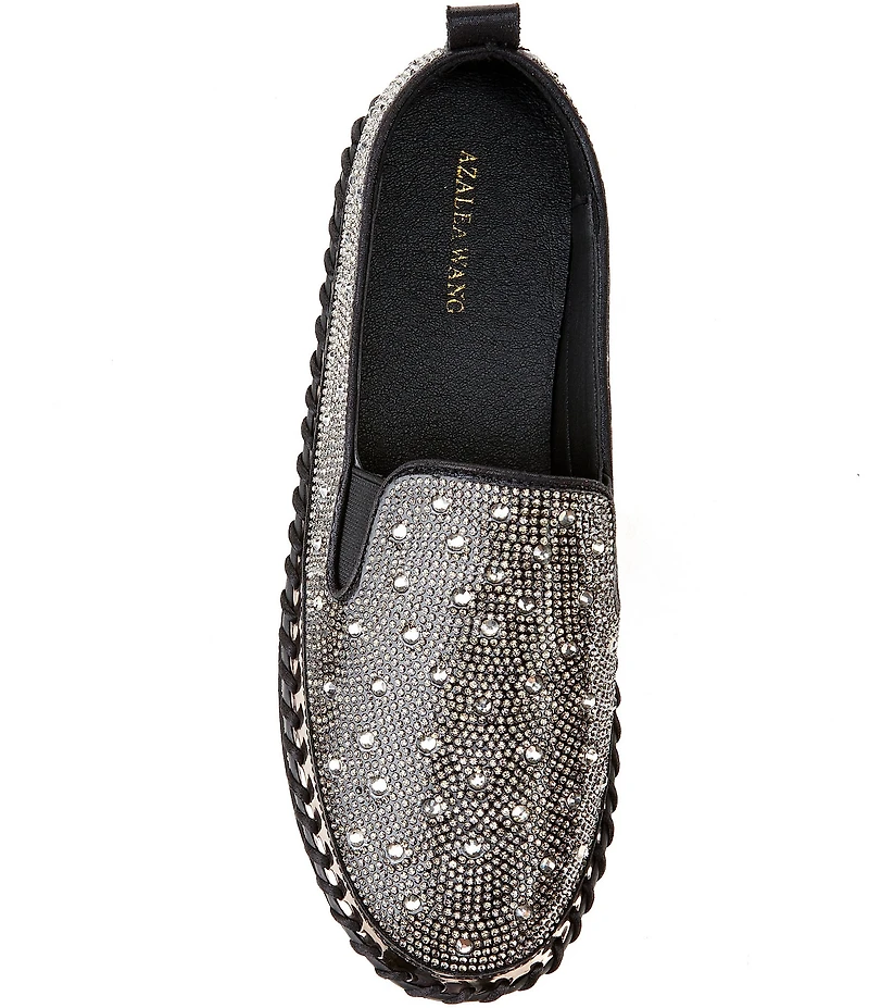 Azalea Wang Brittany Rhinestone Platform Slip On Sneakers