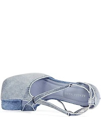Azalea Wang Buiky Denim Square Split Toe Ankle Tie Sandals