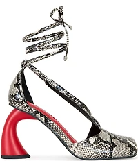 Azalea Wang Buiky Snake Print Ankle Wrap Pumps