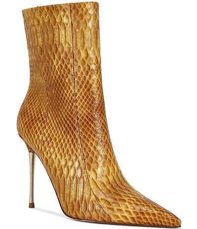 Azalea Wang Calean Snake Print Stiletto Dress Booties