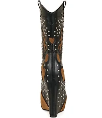 Azalea Wang Callia Studded Overlasted Platform Wedge Booties