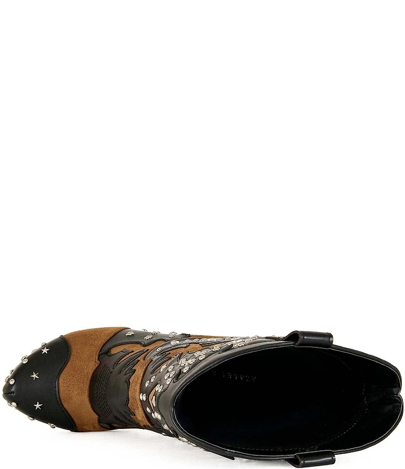 Azalea Wang Callia Studded Overlasted Platform Wedge Booties