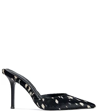 Azalea Wang Cambrie Deer Print Calf Hair Pointed Toe Dress Mules