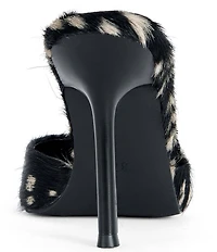 Azalea Wang Cambrie Deer Print Calf Hair Pointed Toe Dress Mules