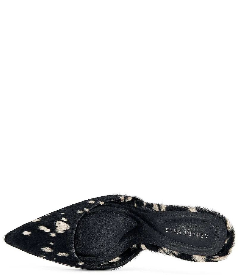 Azalea Wang Cambrie Deer Print Calf Hair Pointed Toe Dress Mules