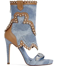 Azalea Wang Caprizia Denim Western Shaft Sandal Booties