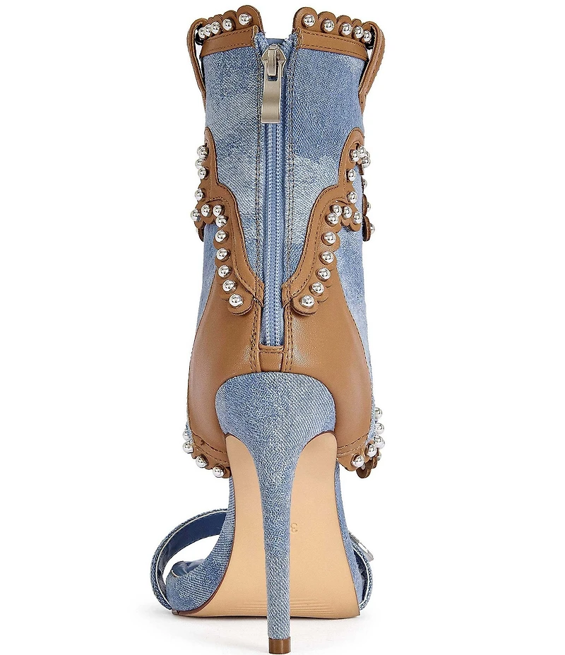 Azalea Wang Caprizia Denim Western Shaft Sandal Booties
