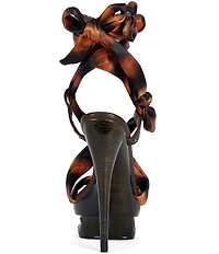Azalea Wang Carmen Tiger Print Ankle Tie Bow Studded Platform Sandals
