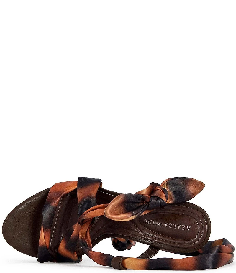 Azalea Wang Carmen Tiger Print Ankle Tie Bow Studded Platform Sandals