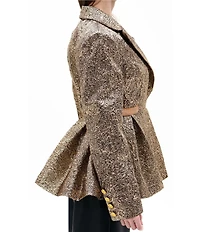 Azalea Wang Casha Solid Metallic Notch Collar Belted Blazer