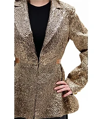 Azalea Wang Casha Solid Metallic Notch Collar Belted Blazer