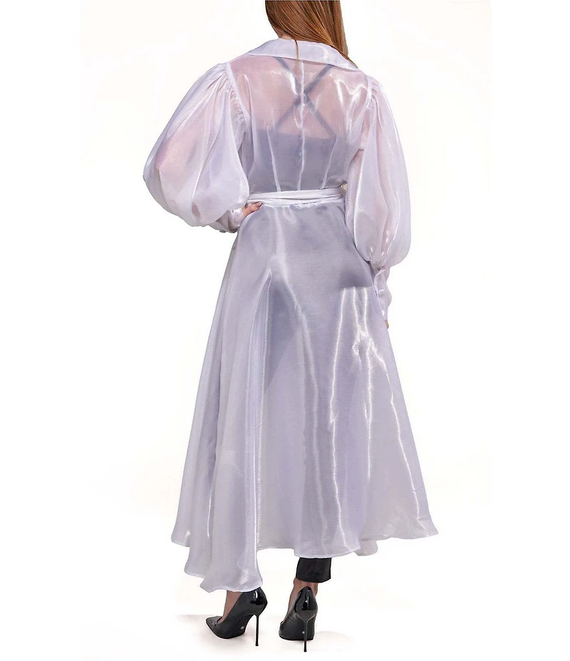 Azalea Wang Cassara White Notch Lapel Long Sleeve Belted Maxi Jacket