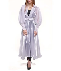 Azalea Wang Cassara White Notch Lapel Long Sleeve Belted Maxi Jacket