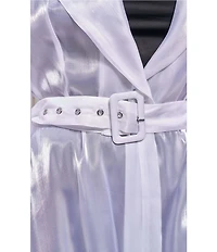 Azalea Wang Cassara White Notch Lapel Long Sleeve Belted Maxi Jacket